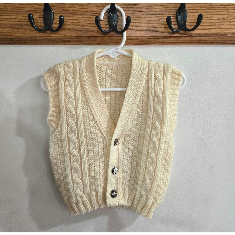 Vintage Knitted Baby's Vest - Size 9-12m